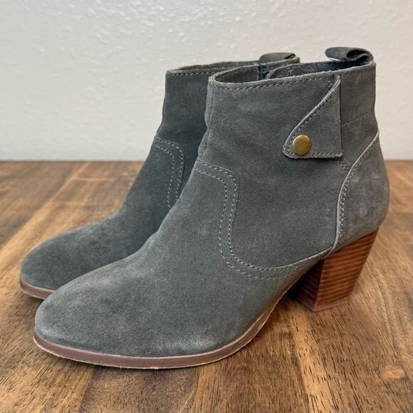 Diba Women’s Sophia Suede Leather Heeled Ankle Bootie Boot Green-Gray Size 7.5 - Picture 5 of 11